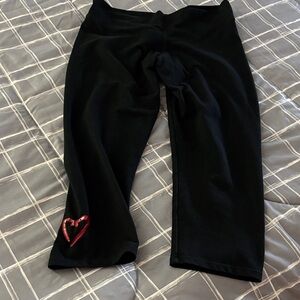 Zumba Fitness Black Capris with Red Heart Detail